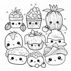hand drawn kawaii coloring book illustration white clean background vector  carton vector 