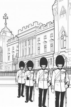 united kingdom kings guards in changing ceremony