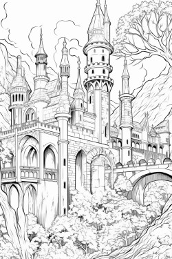 coloring dragon forest castle