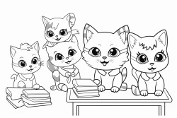 kittens attending school in a classroom
