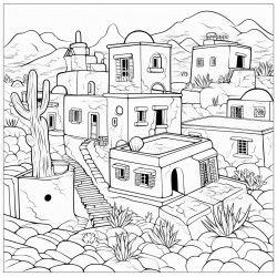 pueblo con fincas de caf y su iglesia