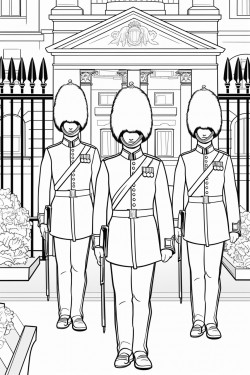 united kingdom kings guards in changing ceremony