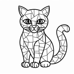 simple outline mosaic of a cat