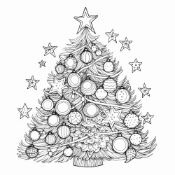 a detailed christmas tree adorned with ornaments lights and a star on top