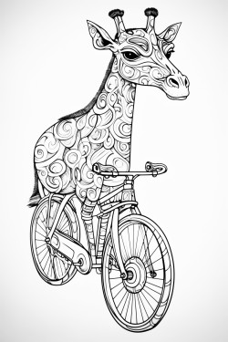 giraffe riding a bicycle