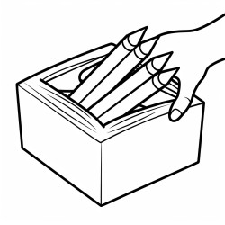 a hand hold an box of crayons