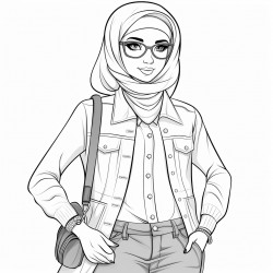 beautiful hijabi in jeans shades heel jacket