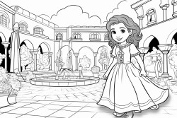 a mexican plaza with little girl