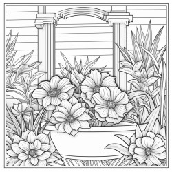 art deco bathroom sink plants floral walls