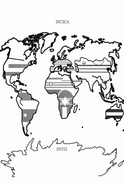 world countries in alphabetical order with its national flag designed into the country shape
