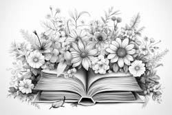 open books surronded by flowers