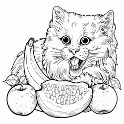 cat eating a banana