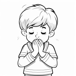 3 to 5 year old boy covering his mouth when coughing or sneezing