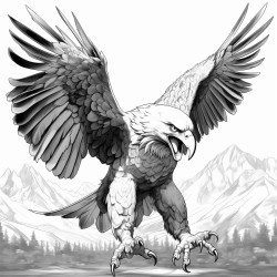 draw an angry eagle with both wing wider and leg should be seen in the image with wide spread wings