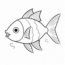 simple and cute fish outline drawing with thin bold lines
