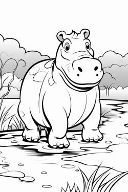 hippo standing in a river