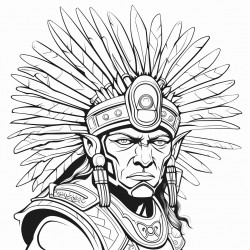 create a pencil sketch of an aztec warrior