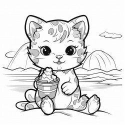 cat eating ice cream at the beach