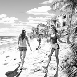 womens playing the volleyball on the sand