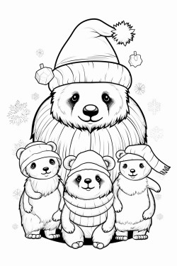 christmas snowman with animals in christmas clothes