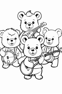 teddy bears that are in a band