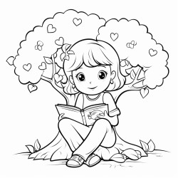 girl sitting in a tree and reading a book