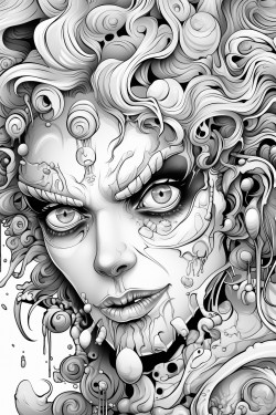 disform horror clown with spiral eye