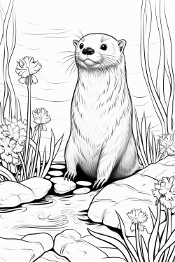 lontra em seu habitat