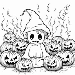 un dessin dhalloween avec les motions triste colre joie