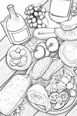 various delicious food on the table top view