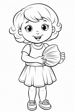 small girl with shell