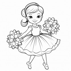 ballerina holding a bouquet of flowers