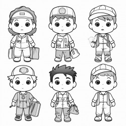 a little cute boy in different roles and jobs