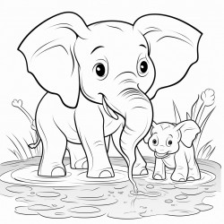 elephant and monkey playing in the water