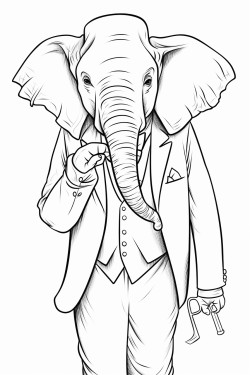 elephant in elegant suit playing trombone