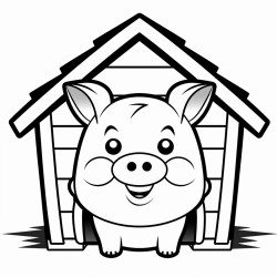 kawaii pig in barn