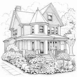 dream house with pretty flower outside
