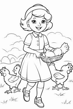 girl with chickens