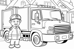 un chat qui conduit un camion pompier