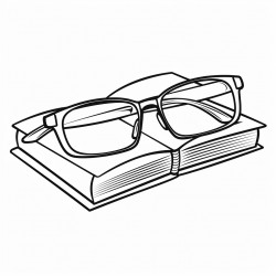 a pair of reading glasses on an open book