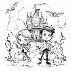 intrieur dune maison halloween avec personnes vampires et chauvesouris pour une enfant de 6 ans