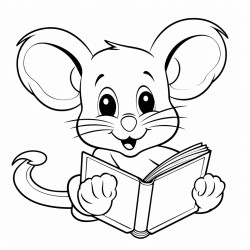 une souris lit un livre