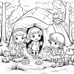 campers imagining a magical forest filled with fairies and hidden treasure