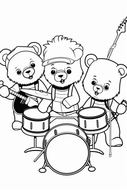teddy bears that are in a band