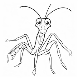 cartoon cute preying mantis