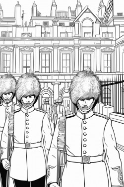 united kingdom kings guards in changing ceremony