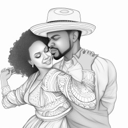 pareja bailando bachata chica cabello afro y chico con sombrero