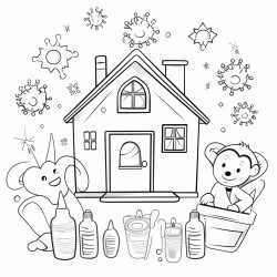school readiness coloring that includes written label of preschool germ theme