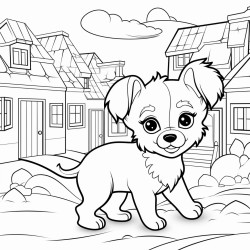 small dog in the village