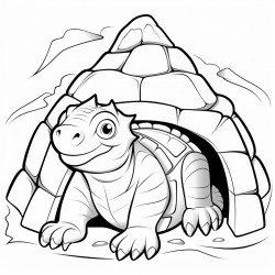 a cartoon iguana in an igloo